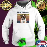 Pug i hate people vintage retro s Hoodie