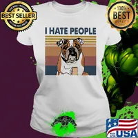 Pug i hate people vintage retro s Ladies tee