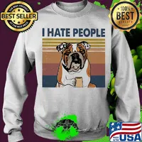 Pug i hate people vintage retro s Sweater