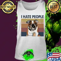 Pug i hate people vintage retro s Tank top