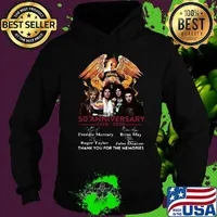 Queen Crest Band 50Th anniversary 1970-2020 Signatures Thank you for the memories s Hoodie