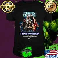 Roman reigns 10 years of wrestling 2010 2020 smoke thank you for the memories signature shirt