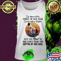 She dances to the songs in her head speaks with the rhythm of her heart and loves from the depths of her soul vintage retro s Tank top