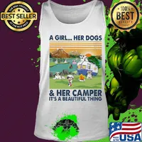 Shih Tzu a woman her dog paw and her camper it's a beautiful thing vintage retro s Tank top