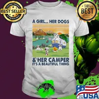 Shih Tzu a woman her dog paw and her camper it's a beautiful thing vintage retro shirt
