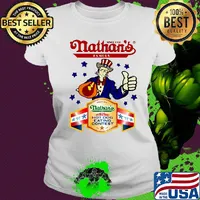 Since 1916 nathan's famous hot dog eating contets stars s Ladies tee