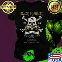 Skull iron maiden 2020 pandemic covid-19 in case of emergency cut this shirt and use it as toilet paper s Ladies tee