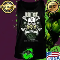 Skull motley crue 2020 pandemic covid-19 in case of emergency cut this shirt and use it as toilet paper s Tank top