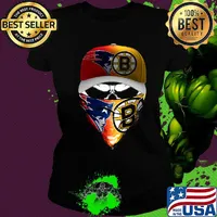 Skull new england patriots and boston bruins logo s Ladies tee