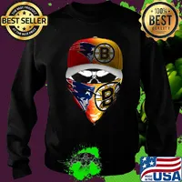Skull new england patriots and boston bruins logo s Sweater