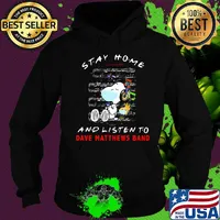 Snoopy and woodstock mask stay at home and listen to dave matthews band s Hoodie