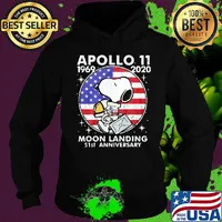 Snoopy apollo 11 1969 2020 moon landing 51st anniversary american flag independence day stars s Hoodie