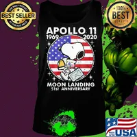 Snoopy apollo 11 1969 2020 moon landing 51st anniversary american flag independence day stars s Tank top