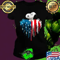 Snoopy heart america 4th of july independence day s Ladies tee