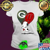 Snoopy heart green bay packers and wisconsin badgers s Ladies tee