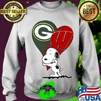 Snoopy heart green bay packers and wisconsin badgers s Sweater