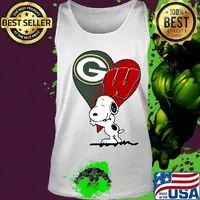Snoopy heart green bay packers and wisconsin badgers s Tank top