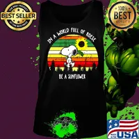 Snoopy in a world full of roses be a sunflower vintage retro s Tank top