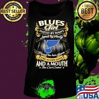 St. Louis blues girl hated by many loved by plenty heart on her sleeve fire in her soul and a mouth she can't control stars s Tank top