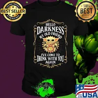 Star wars baby yoda hello darkness my old friend i’ve come to drink with you again shirt