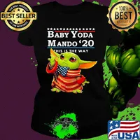 Star wars baby yoda the child mando 2020 this is the way american flag s Ladies tee