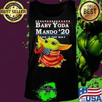Star wars baby yoda the child mando 2020 this is the way american flag s Tank top