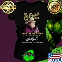The charlie daniels band 1936 2020 thank you for the memories signature stars s Ladies tee