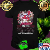 The cleveland indians 105 years of 1915 2020 thank you for the memories signatures shirt