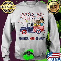 The peanuts characters driving car fire america 4th of july independence day s Sweater