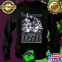 The seattle seahawks 46th anniversary 1974 2020 thank you for the memories signatures football s Sweater