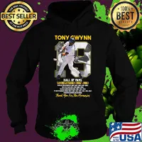 Tony gwynn 19 hall of fame san diego padres 1982 2001 thank you for the memories s Hoodie