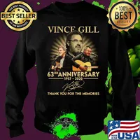 Vince gill 63rd anniversary 1957 2020 thank you for the memories signatures s Sweater