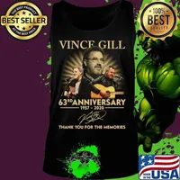 Vince gill 63rd anniversary 1957 2020 thank you for the memories signatures s Tank top