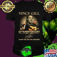 Vince gill 63rd anniversary 1957 2020 thank you for the memories signatures shirt