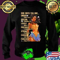 Wonder woman god says you are unique special lovely precious strong chosen forgiven s Sweater