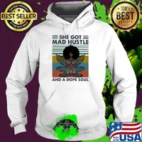 Yoga chill girl she got mad hustle and a dope soul vintage retro s Hoodie