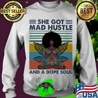 Yoga chill girl she got mad hustle and a dope soul vintage retro s Sweater
