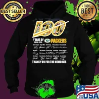 100 years of 1919 2019 green bay packers thank you for the memories signatures s Hoodie
