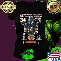 12 incredible years of playing in football 34 walter payton chicago bears signature s Ladies tee
