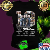 18 years of 2001 2019 9 movies fast and furious thank you for the memories signatures s Ladies tee