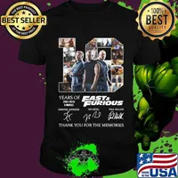 18 years of 2001 2019 9 movies fast and furious thank you for the memories signatures shirt