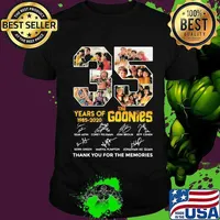 35 years of 1985 2020 the goonies thank you for the memories signatures shirt