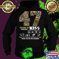 47 years of 1973 2020 kiss band thank you for the memories signatures s Hoodie