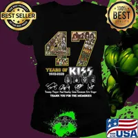 47 years of 1973 2020 kiss band thank you for the memories signatures s Ladies tee
