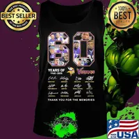 60 years of 1960 2020 minnesota vikings thank you for the memories signatures s Tank top