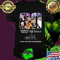 80 years of 1940 2020 cliff richard thank you for the memories signature shirt