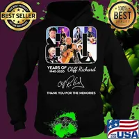80 years of 1940 2020 cliff richard thank you for the memories signatures s Hoodie