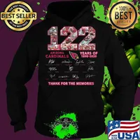 Arizona cardinal 122 years of 1898 2020 thank you for the memories signatures s Hoodie