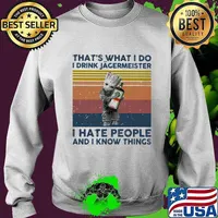Baby groot that's what i do i drink jagermeister i hate people and i know things vintage retro s Sweater