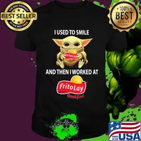 Baby yoda hug frito lay good fun and i used to smile and then i worked at frito lay good fun shirt